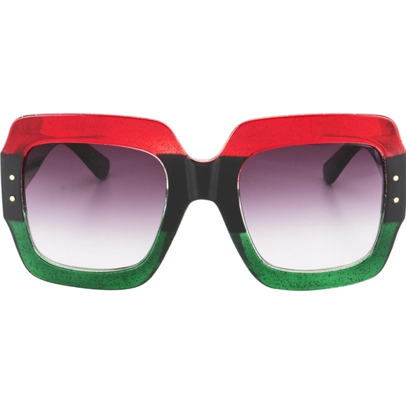 Square Colorblock Glitter Sunglasses - Picture 2 of 16